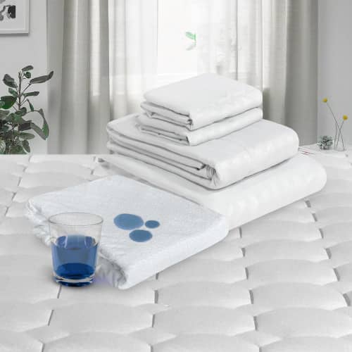 Combo Protector Impermeable + Jgo de Sábanas Hotelero