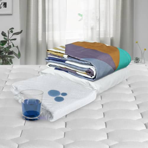 Combo Protector Impermeable + Jgo de Sábanas Disperso