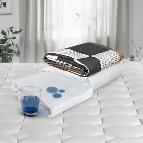 Combo Protector Impermeable + Jgo de Sábanas Disperso