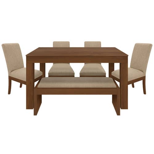 Juego de Comedor 6P (140) Italia Danny 4 Sillas 1 Banca