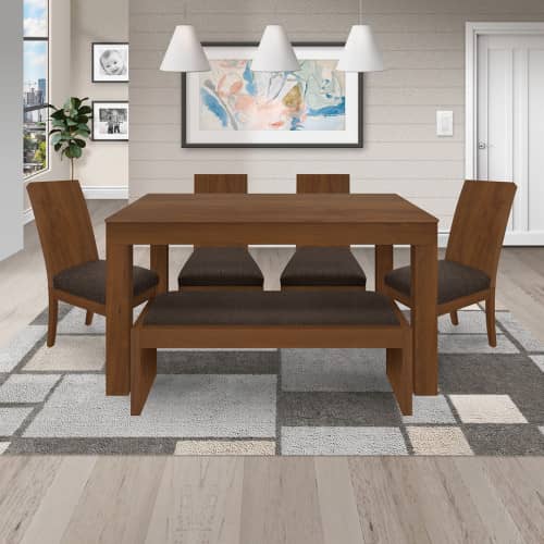 Juego de Comedor 6P (140) Italia Nicky 4 Sillas 1 Banca