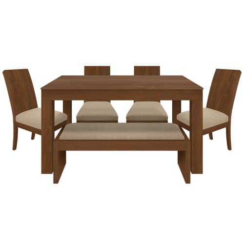 Juego de Comedor 6P (140) Italia Nicky 4 Sillas 1 Banca