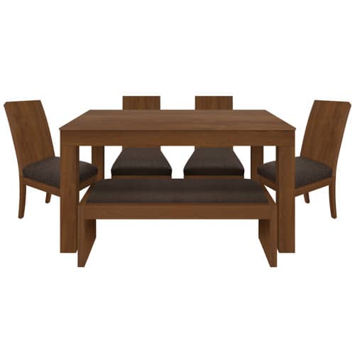 Juego de Comedor 6P (140) Italia Nicky 4 Sillas 1 Banca