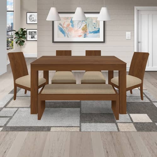 Juego de Comedor 6P (140) Italia Nicky 4 Sillas 1 Banca