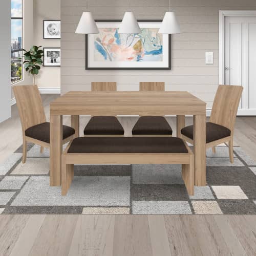 Juego de Comedor 6P (140) Italia Nicky 4 Sillas 1 Banca