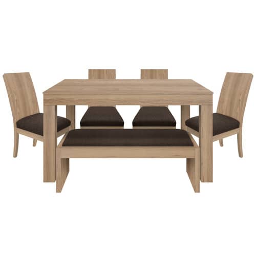 Juego de Comedor 6P (140) Italia Nicky 4 Sillas 1 Banca