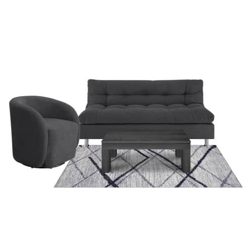 Combo Sofá Cama Comfort + Poltrona Mónaco + Mesa de Centro Italia + Tapete Deco Mediano