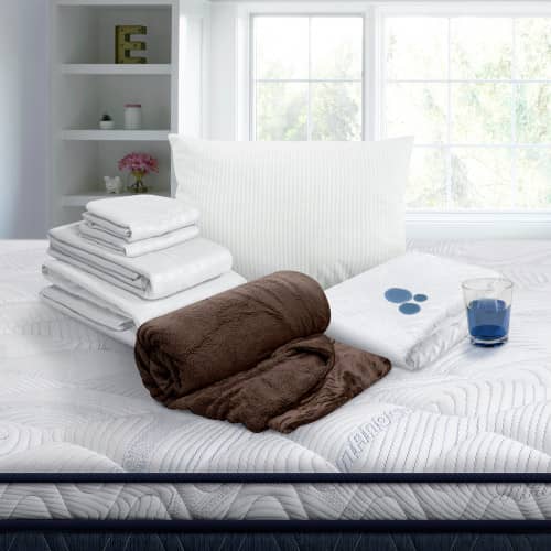 Combo Protector Impermeable + Jgo de Sábanas + Almohada Polycotton + Cobija Ovejera