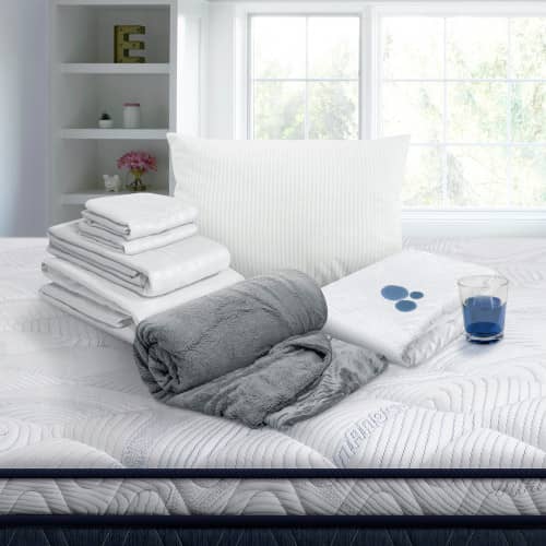 Combo Protector Impermeable + Jgo de Sábanas + Almohada Polycotton + Cobija Ovejera