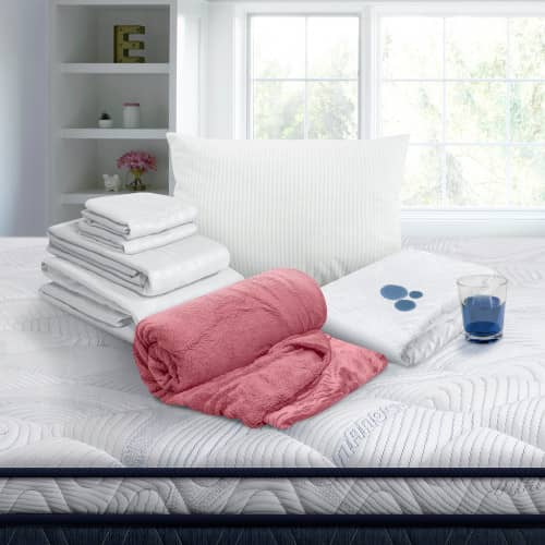 Combo Protector Impermeable + Jgo de Sábanas + Almohada Polycotton + Cobija Ovejera
