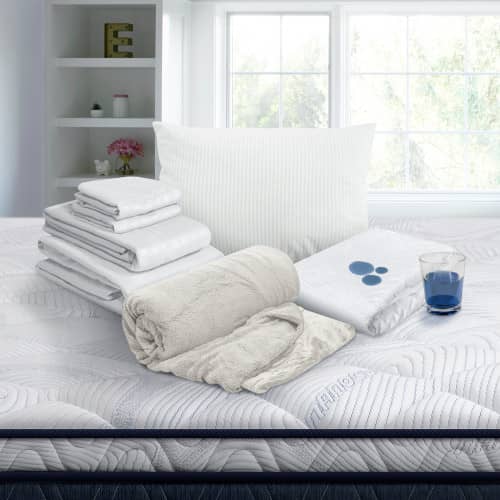 Combo Protector Impermeable + Jgo de Sábanas + Almohada Polycotton + Cobija Ovejera