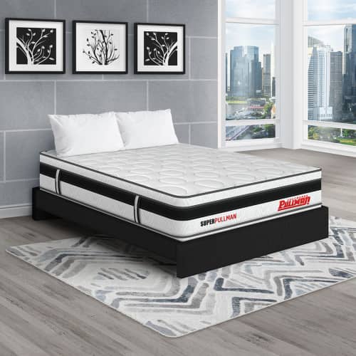 Colchón Superpullman Euro Clásico + Base Cama + Almohada