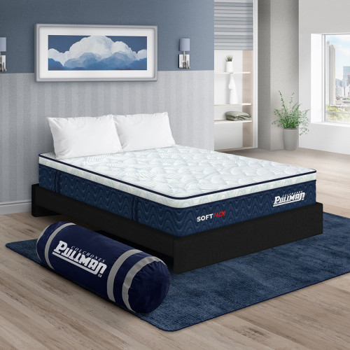 Colchón Softpack + Base Cama + Almohada