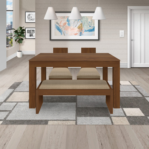 Juego de Comedor 4P (140) Italia Nicky 2 Sillas 1 Banca