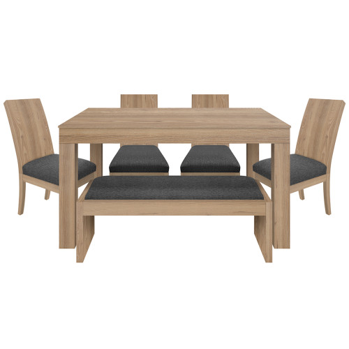 Juego de Comedor 6P (140) Italia Nicky 4 Sillas 1 Banca