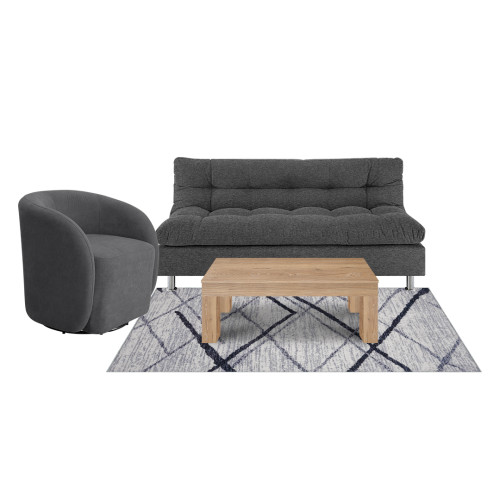 Combo Sofá Cama Comfort + Poltrona Mónaco + Mesa de Centro Italia + Tapete Deco Mediano