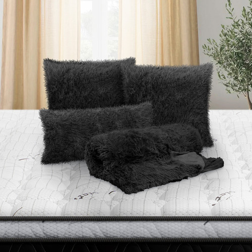 Combo Cobija Fluffy + 2 Cojines Fluffy 55x55 + Cojín Fluffy 30x60