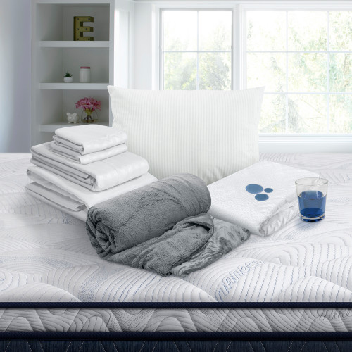 Combo Protector Impermeable + Jgo de Sábanas + Almohada Polycotton + Cobija Ovejera
