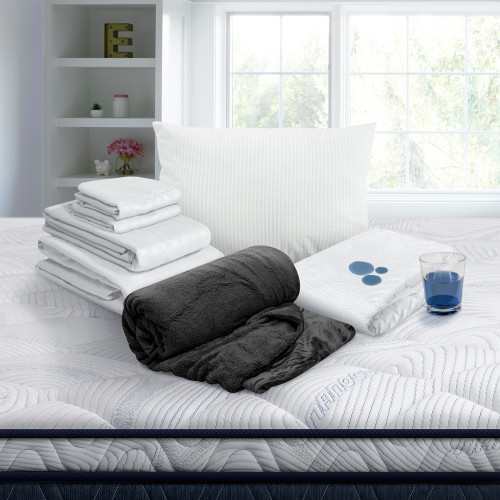 Combo Protector Impermeable + Jgo de Sábanas + Almohada Polycotton + Cobija Ovejera
