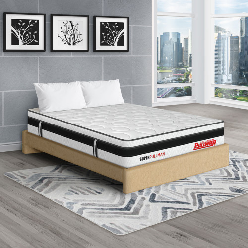 Colchón Superpullman Euro U Clásico + Base Cama + Almohada