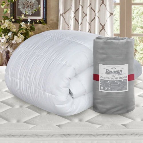 Combo Plumón Deluxe + Jgo Forro Duvet Sábana Hotelero