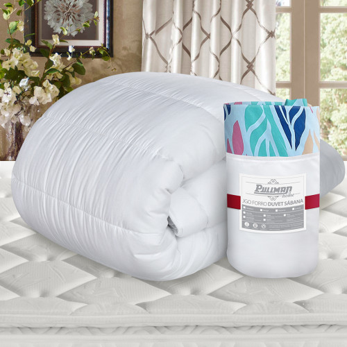 Combo Plumón Deluxe + Jgo Forro Duvet Sábana Design