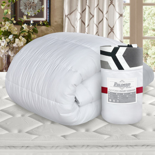 Combo Plumón Deluxe + Jgo Forro Duvet Sábana Design