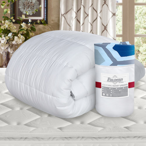 Combo Plumón Deluxe + Jgo Forro Duvet Sábana Design