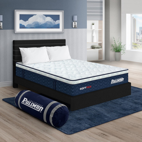 Colchón Softpack + Cama Leo + Almohada