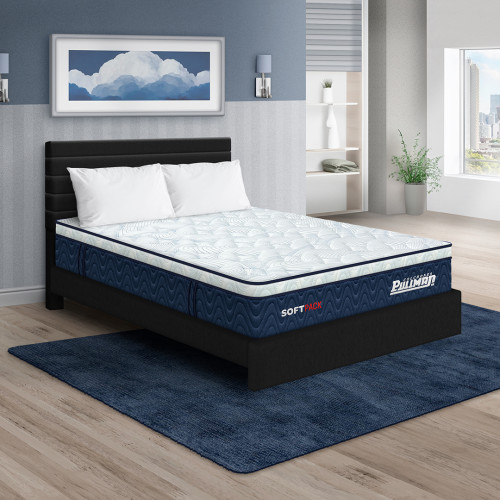 Colchón Softpack + Cama Leo + Almohada