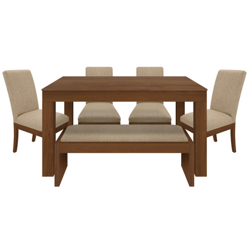 Juego de Comedor 6P (140) Italia Danny 4 Sillas 1 Banca