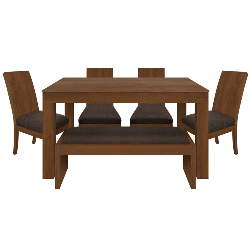 Juego de Comedor 6P (140) Italia Nicky 4 Sillas 1 Banca