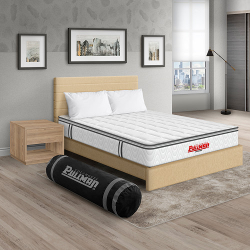 Colchón Orthopack BTU + Cama Leo + Mesa de Noche Top + Almohada