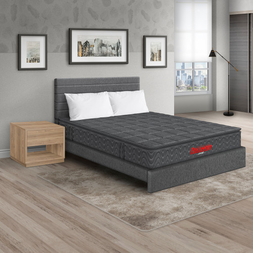 Colchón Orthopack BTU + Cama Leo + Mesa de Noche Top + Almohada