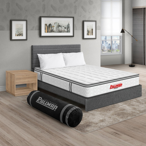 Colchón Orthopack BTU + Cama Leo + Mesa de Noche Top + Almohada