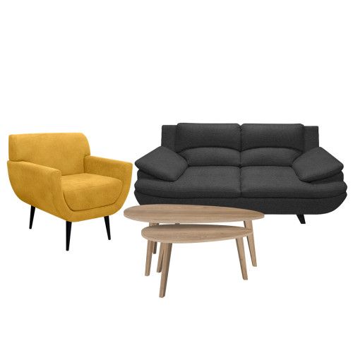 Combo Sofá Cindy + Poltrona Niza + Mesa de Centro Julie