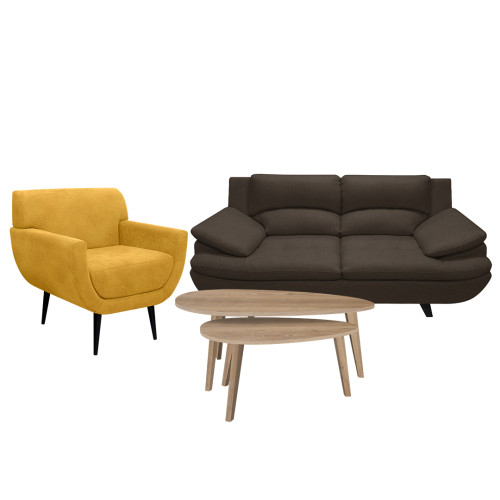 Combo Sofá Cindy + Poltrona Niza + Mesa de Centro Julie